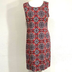 Jones New York Signature, Stretch Thick Cotton Dress, Size 12, Red/White/Navy